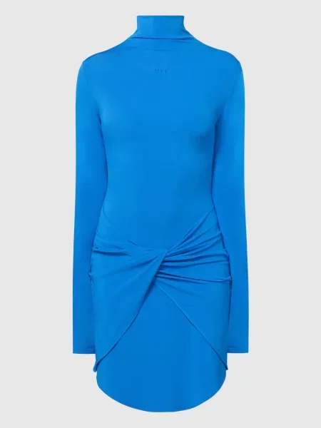 Сукня міні з принтом логотипа з драпіруванням Off-white синя