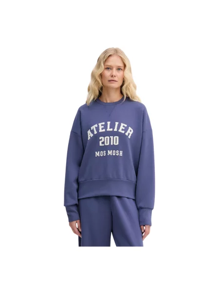 Bluza o kroju relaxed fit z mieszanka model Nima' Mos Mosh niebieska