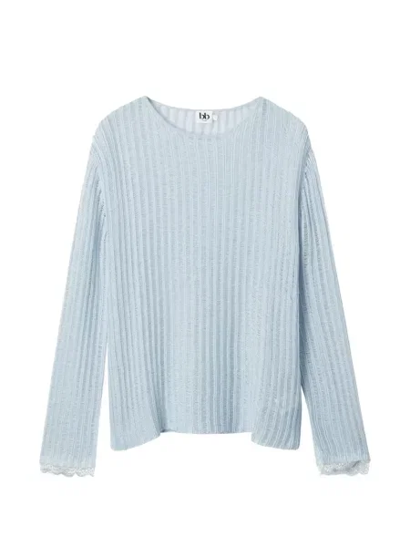 Pulover B+ab din dantelă lung albastru