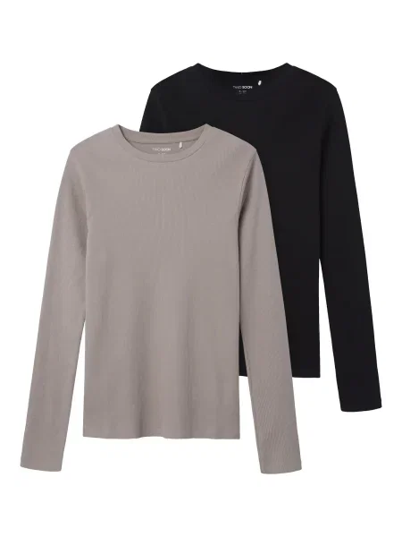 TWO SOON Tricou gri negru