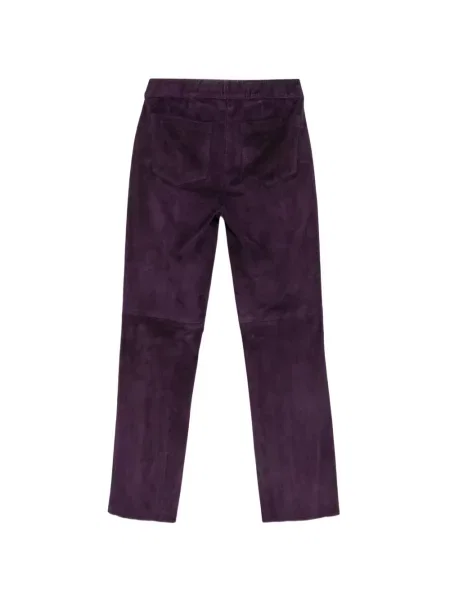 Pantaloni Luisa Cerano din piele de căprioară violet