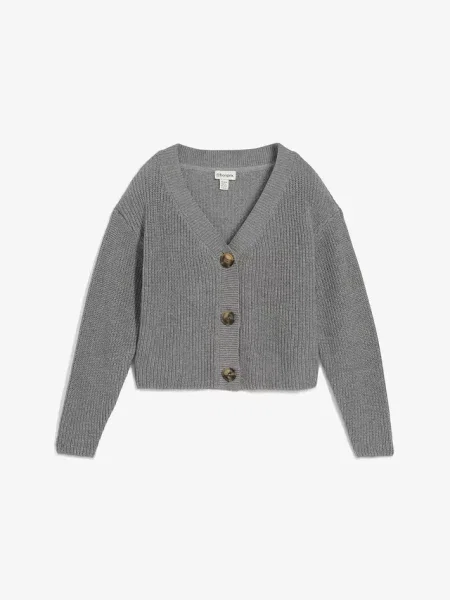 Gruby sweter rozpinany z czystej bawełny szary