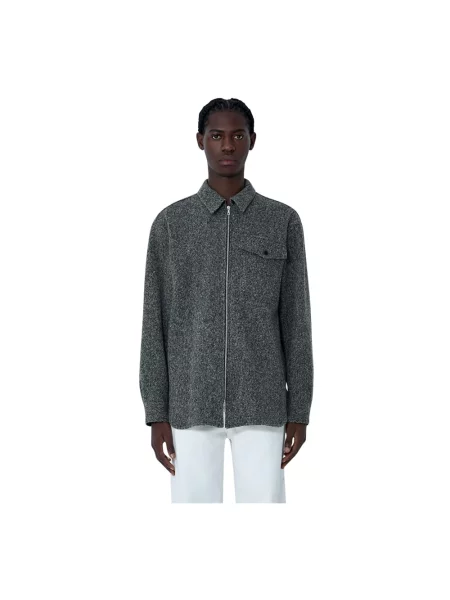 Kurtka Dries Van Noten w jodełkę szara