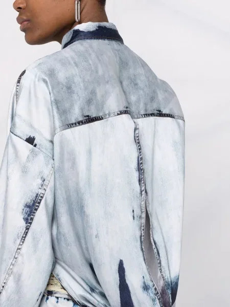 Sukienka koszulowa Diesel z nadrukiem garniturowa niebieska