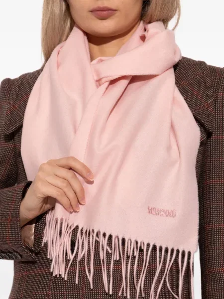 Fular Moschino cu broderie roz