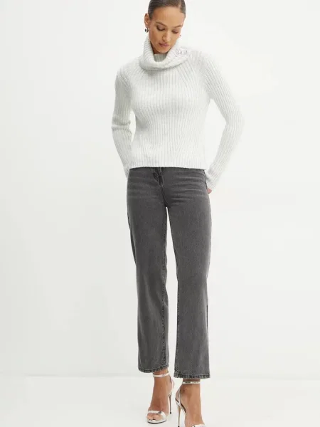 Пуловер Morgan MCASI дамски с поло MCASI сиво