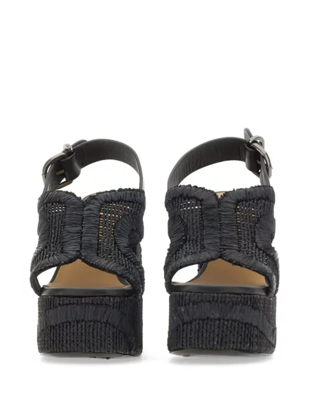 Sandale Castaner cu broderie cu platformă negru