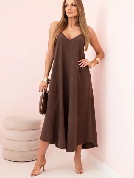 Rochie Kesi Włoski din muselină de costum maro