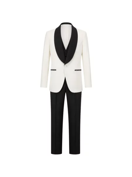 Gulerat costum Franzese Collection din satin alb