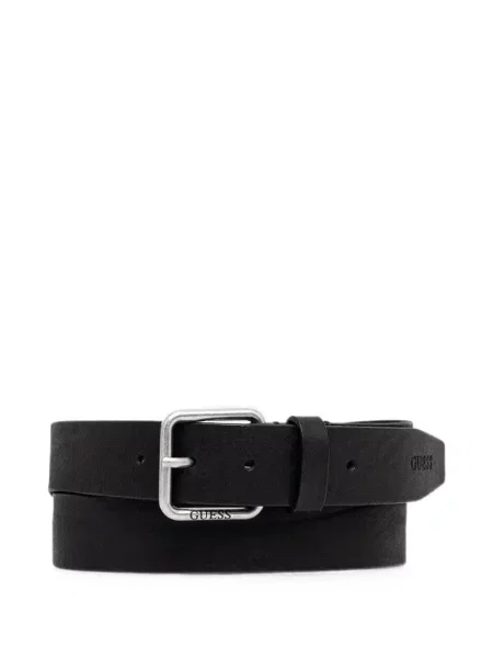 Curea Guess din piele cu autograf negru