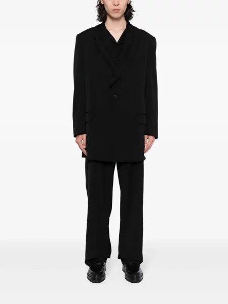 Vlněná jednořadá bunda Yohji Yamamoto černá