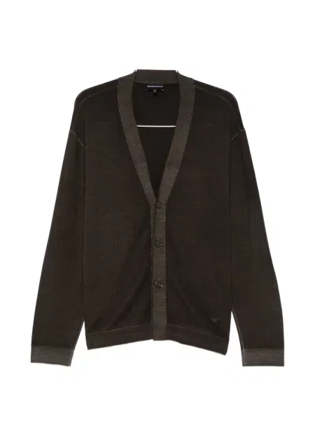 Cardigan Emporio Armani de lână cu decolteu în V verde