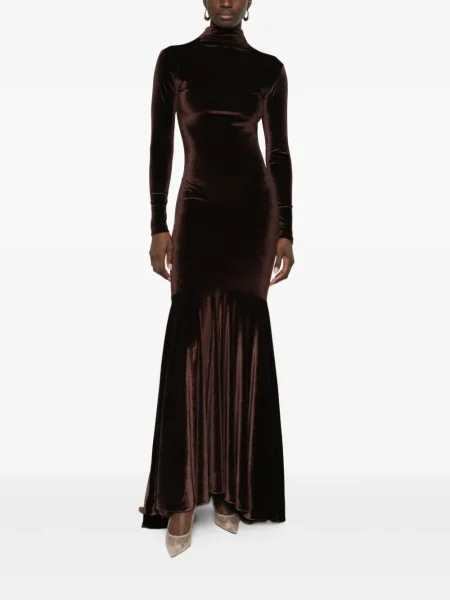 Rochie Atu Body Couture de catifea de costum maro