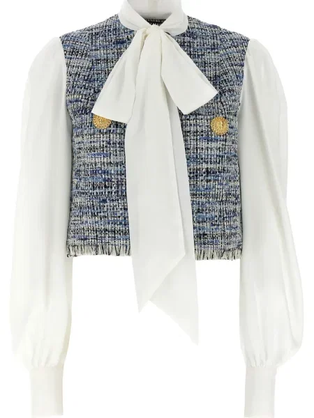 Bluză Balmain din tweed albastru