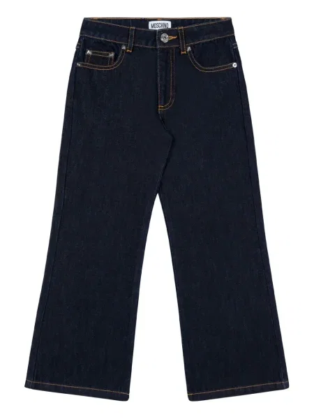 Jeansy straight leg dziecięce Moschino niebieskie