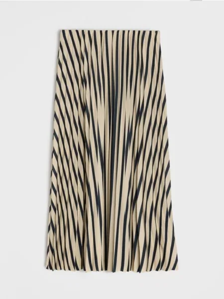 Плісирована спідниця міді в смужку чорний