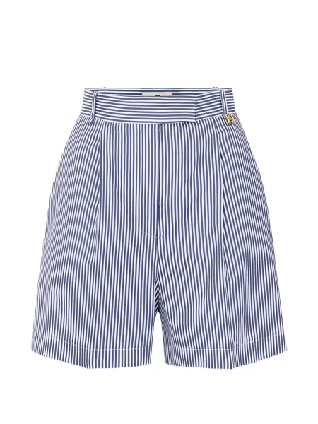 Szorty Elisabetta Franchi w paski z autografem niebieskie