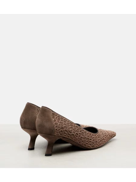Pantofi cu toc Brunello Cucinelli din piele de căprioară maro