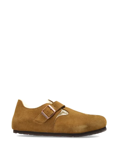 Papuci tip mules Birkenstock din piele de oaie maro