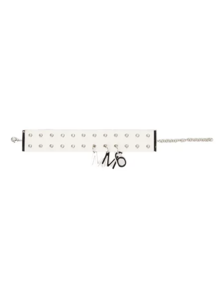 Colier Mm6 Maison Margiela cu autograf alb
