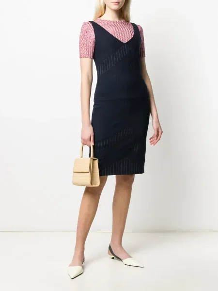 Oblekové proužkovaný šaty Christian Dior Pre-owned modré