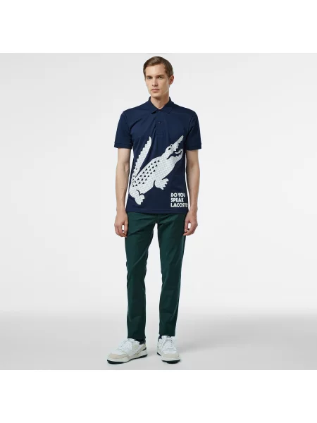 Lacoste Polo O Regularnym Kroju Z Nadrukiem granatowy
