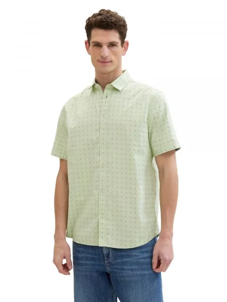 TOM TAILOR Cămașă verde pastel / negru / alb