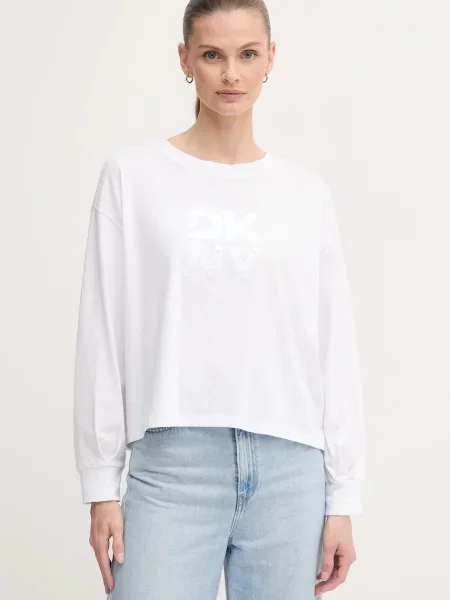 Блуза с дълги ръкави Dkny бяло