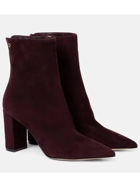 Cizme scurte Gianvito Rossi din piele de căprioară bordo