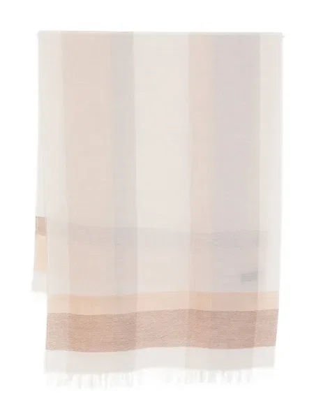 Fular D.exterior cu franjuri cu dungi alb