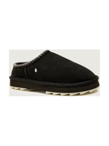 EMU Australia Mules încălțăminte Sharky Scuff cu adaos de lână | piele întoarsă negru