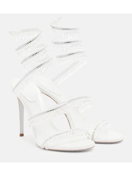 Sandale Rene Caovilla din satin alb