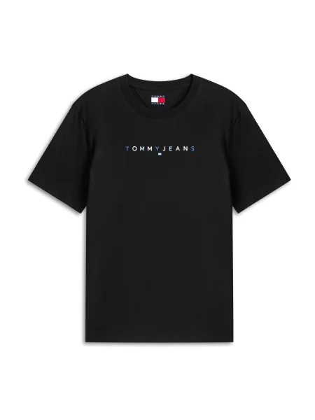 Tommy Jeans Tricou azur / albastru pastel / negru alb