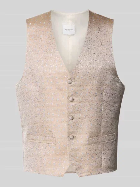 Kamizelka z dekoltem w serek i z lamówką Roy Robson beżowa