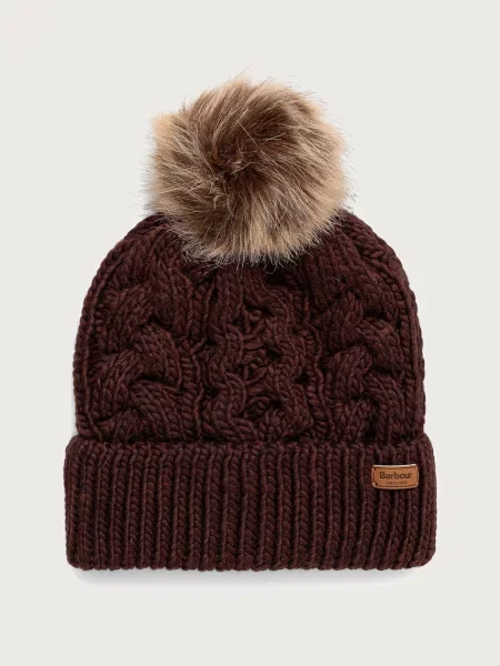 Barbour căciulă cu pompon pentru femei maro