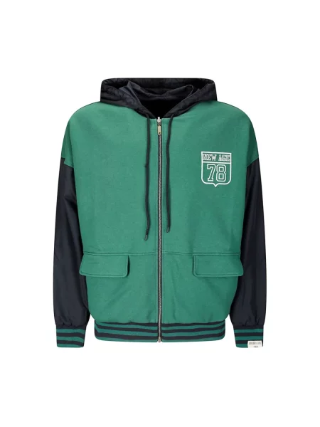 Szeroka bluza z kapturem Valentino Garavani z nadrukiem z nadrukiem zwierzęcym zielona