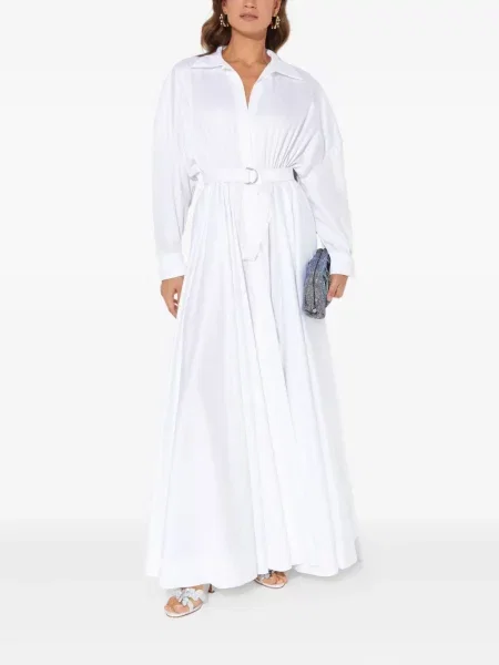 Rochie tip cămașă Norma Kamali de costum alb