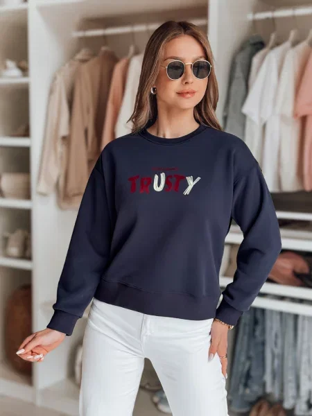 Bluza oversize z haftem SOFTRUS Dstreet granatowa