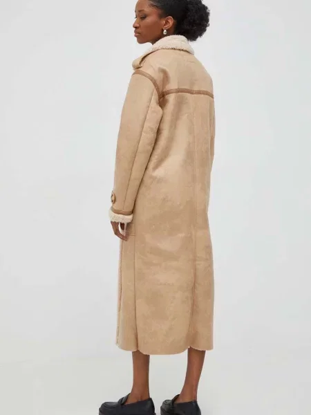 Answear Lab palton femei de tranzitie oversize bej