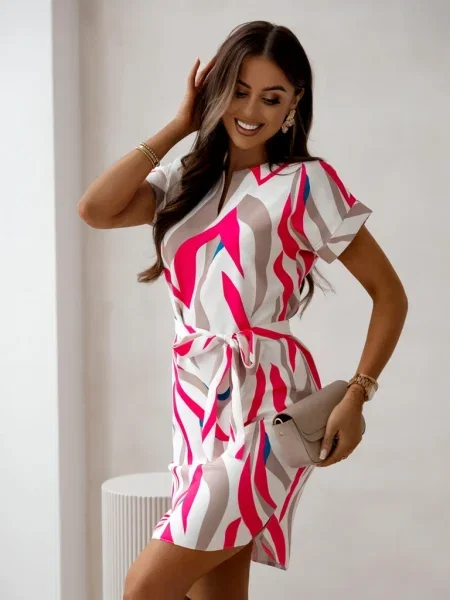 Rochie mini Resti cu mâneci scurte scurtă de costum alb