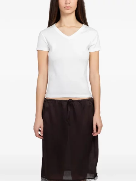 Tricou St. Agni cu decolteu în V alb