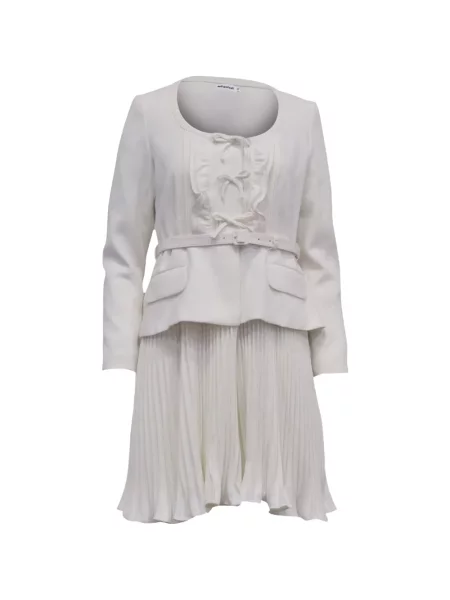 Rochie Self-portrait plisată de costum alb