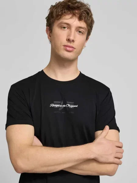 T-shirt krój slim fit z czystej bawełny Tommy Hilfiger czarna