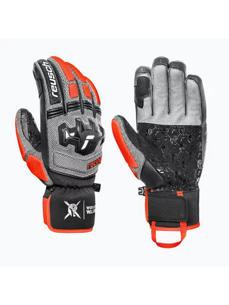 Mănuși de schi pentru bărbați Reusch Worldcup Warrior SC black/silver/fluo red negru