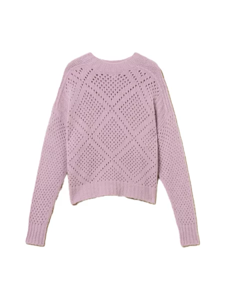 Sweter Twinset z okrągłym dekoltem fioletowy