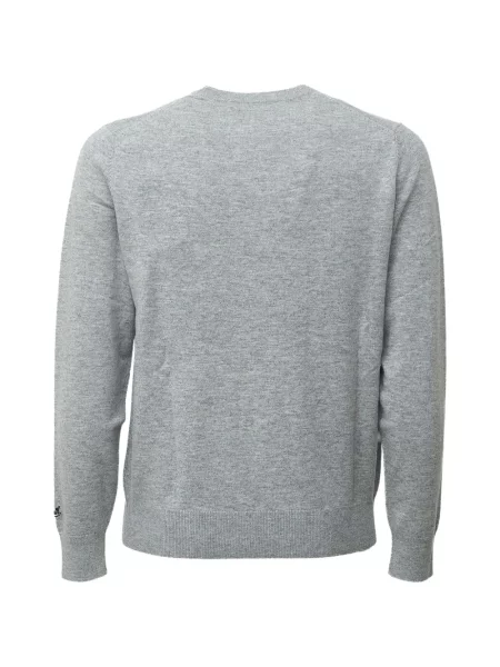 Пуловер Mc2 Saint Barth бродиран с кръгло деколте сиво