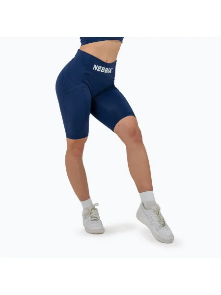 Дамски шорти NEBBIA High Waisted Biker Gym Therapy training shorts dark blue синьо