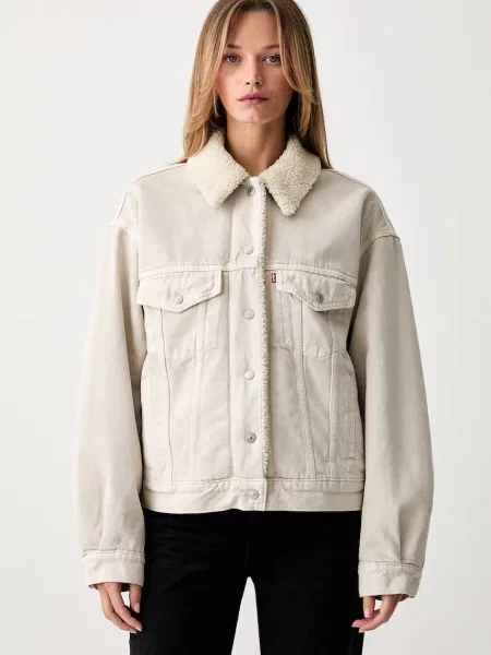 Levi's geacă de blugi pentru femei din denim SHERPA bej