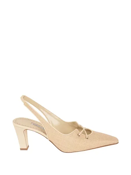Pantofi cu toc Manolo Blahnik cu șireturi din dantelă