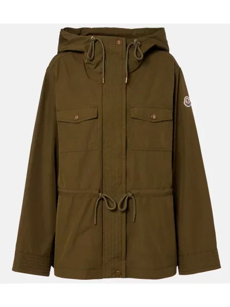 Geacă Moncler cu glugă din canvas verde